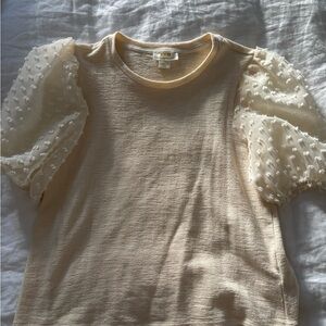 Anthropologie Cream Puff Sleeve Top